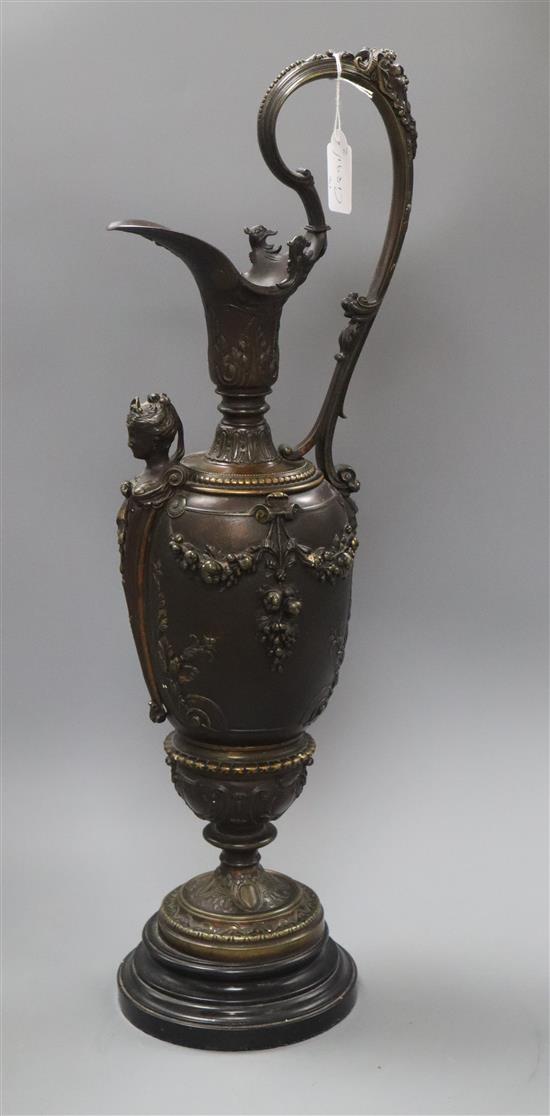 A bronze Renaissance style ewer height 61cm